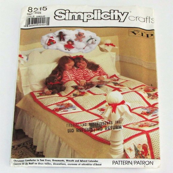 Vintage Sewing Pattern Christmas Comforter SIMPLICITY Crafts 8215, 1987 - Picture 1 of 6